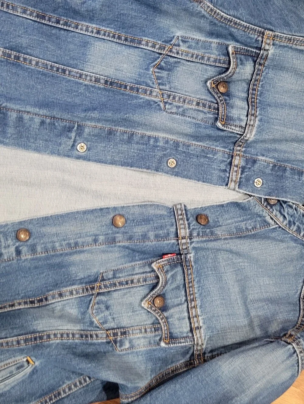Levi's Light Blue Denim Shirt Jacket with Stand Collar - Picture 8 of 13